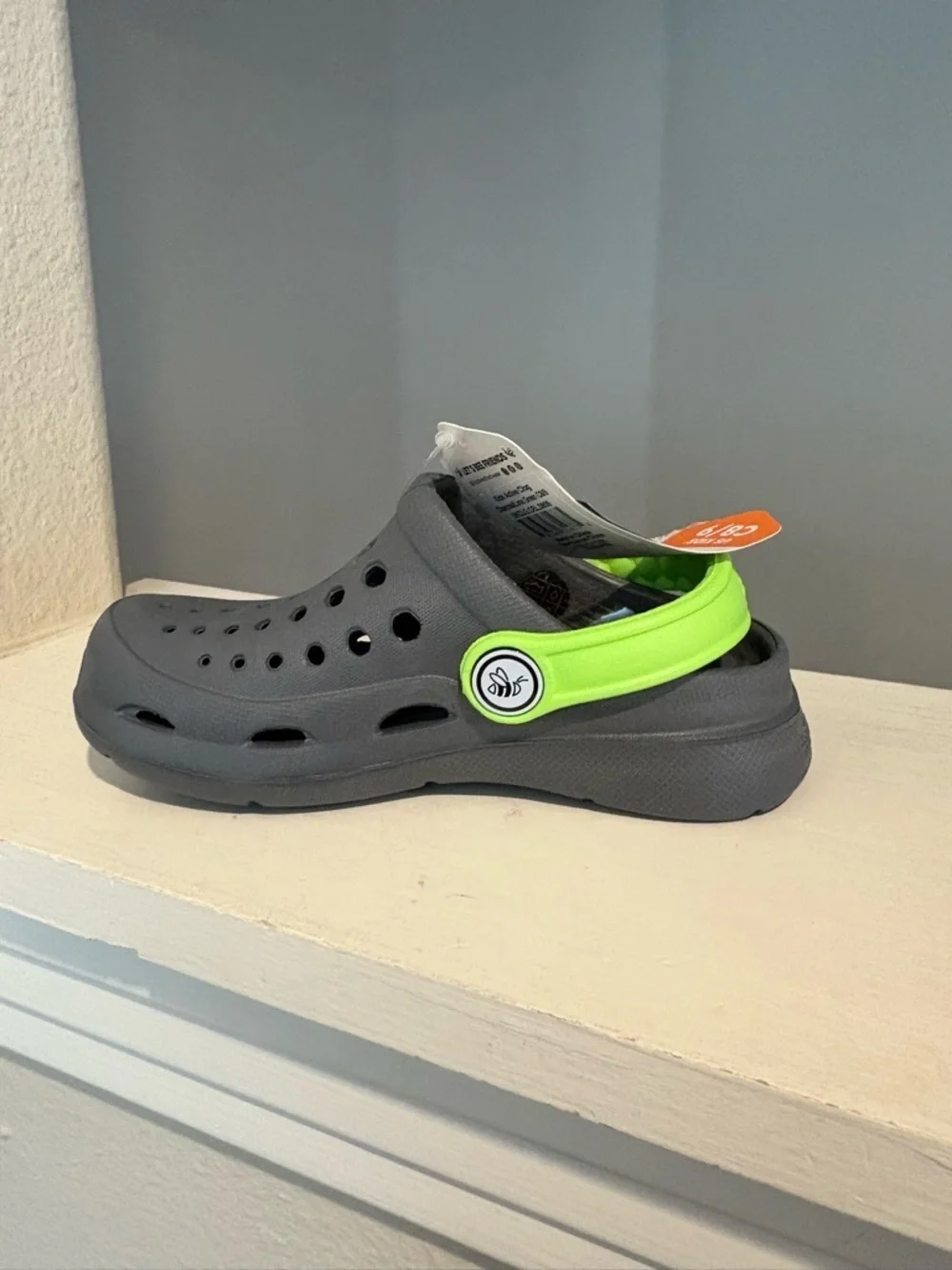 Joybees Harper Slip-On Clogs Charcoal/Lime - Kids Child Toddler Size 8 / 9